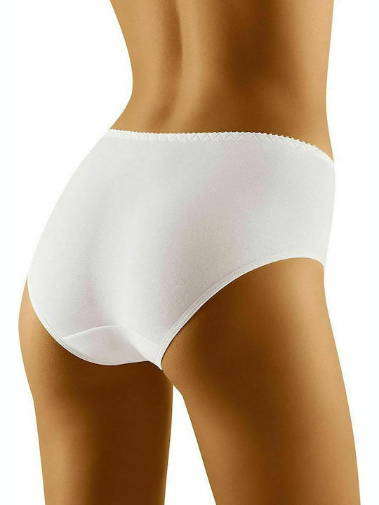 Wolbar Eco-Qe Baumwolle Hochtailliert Damen Slip mit Spitze Weiß 127460