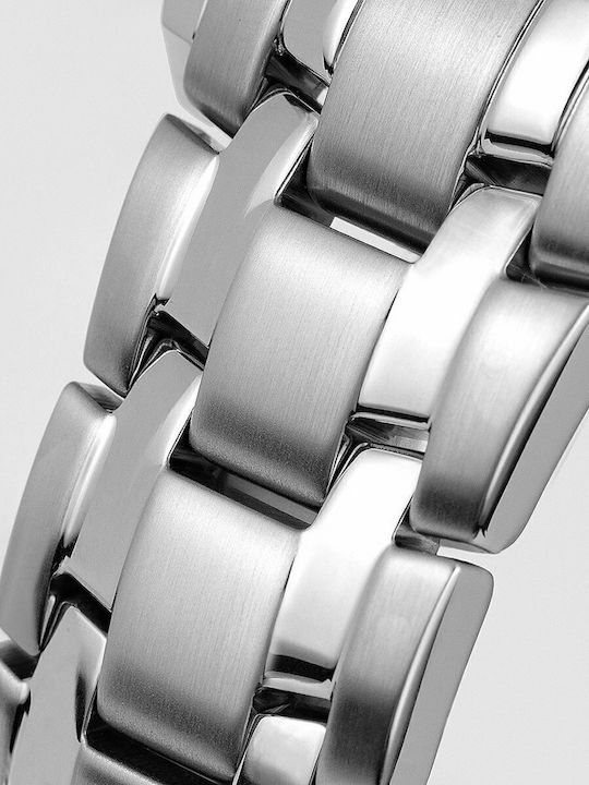 Jacques Lemans Liverpool Ανδρικό Ρολόι 44mm Χρονογράφος Μπαταρίας με Ασημί Μεταλλικό Μπρασελέ