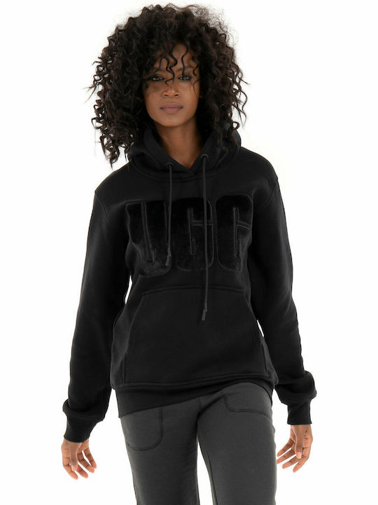 Rey Fuzzy Logo Women's Sweatshirt Hooded Black