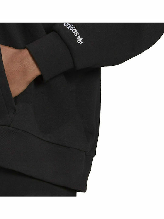 Lang Damen Sweatshirt Kapuzen Schwarz