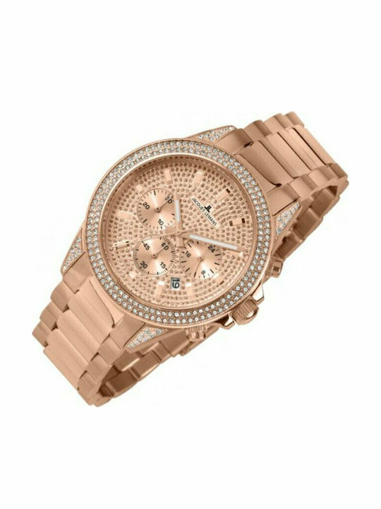 Jacques Lemans St.Tropez Γυναικείο Ρολόι 42mm Χρονογράφος Μπαταρίας με Ροζ Χρυσό Μεταλλικό Μπρασελέ