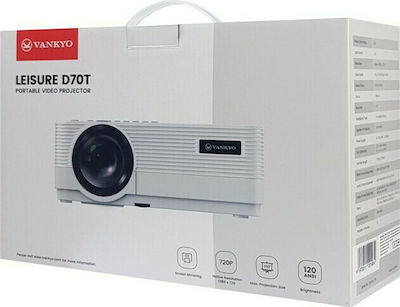 Vankyo Leisure D70T Projector HD Λάμπας LED με Ενσωματωμένα Ηχεία Λευκός