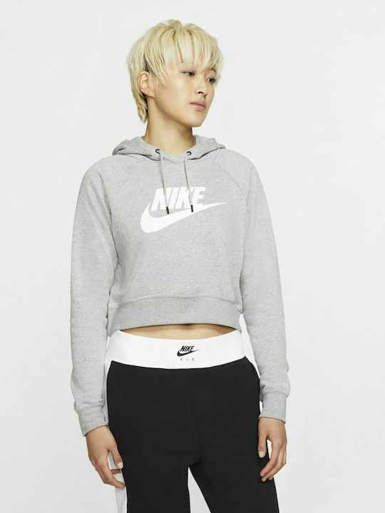 Cropped Women's Sweatshirt Hooded Dark Grey Heather