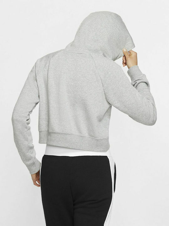 Cropped Women's Sweatshirt Hooded Dark Grey Heather
