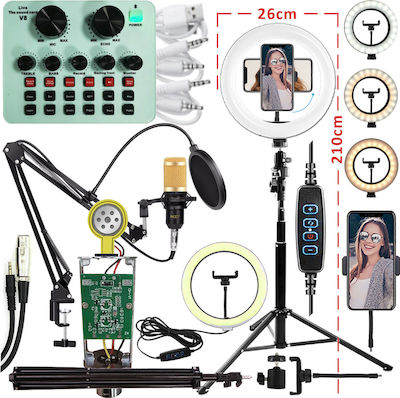 Next Condenser (Large Diaphragm) XLR Microphone Live Streaming & Video Combo Set Shock Mounted/Clip On Mounting Voice in Red Color