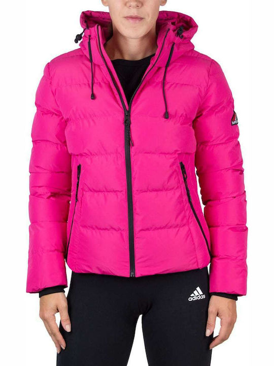 Kurz Damen Puffer Jacke für Winter Fuchsie