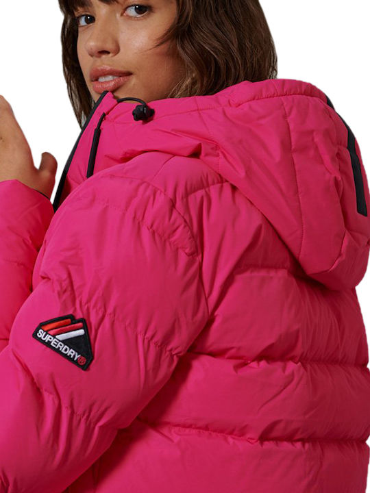 Kurz Damen Puffer Jacke für Winter Fuchsie