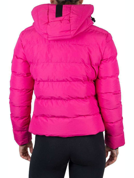 Kurz Damen Puffer Jacke für Winter Fuchsie