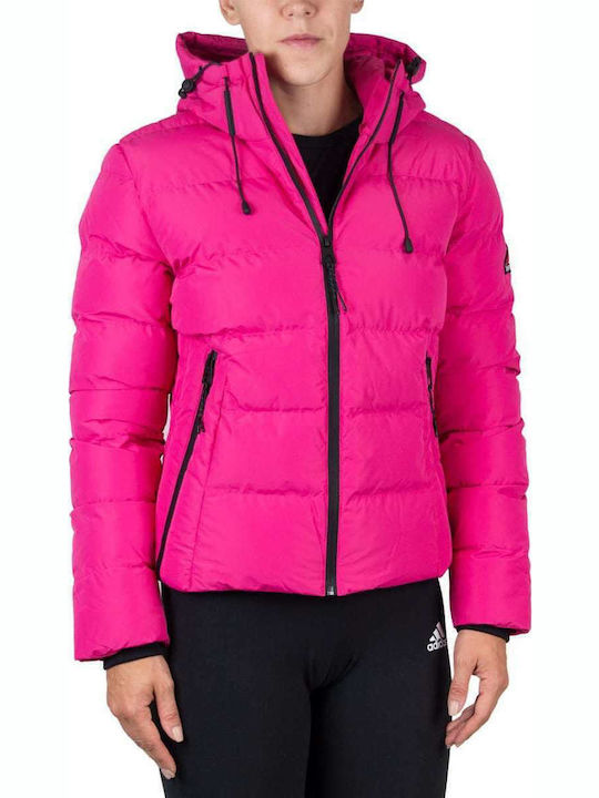 Kurz Damen Puffer Jacke für Winter Fuchsie