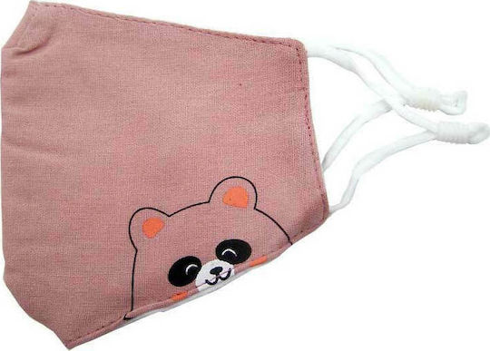Natural Home Cotton Children's Mask with Adjustable Strap Protective Mask Fabric Kids Pink 1pcs