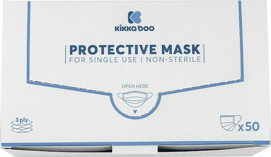 Kikka Boo Single-use Mask for Adults Protective Mask Fabric Blue 4110911025 50pcs