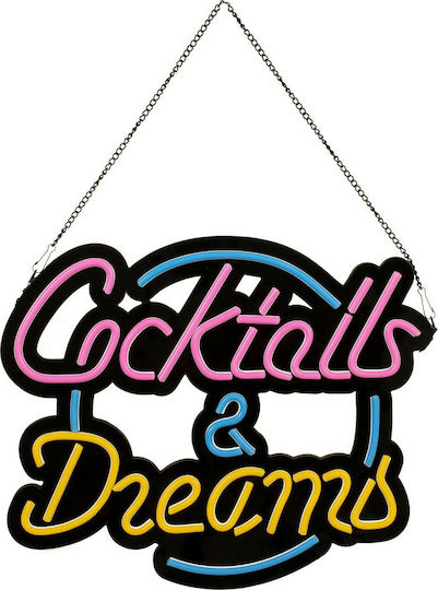 GloboStar Cocktails & Dreams Rolling LED Sign One - Sided 40x2cm Light Blue / Yellow / Pink