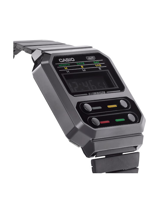 Casio Vintage Edgy Digital Men's Watch 40.7mm Battery with Gray Metal Bracelet