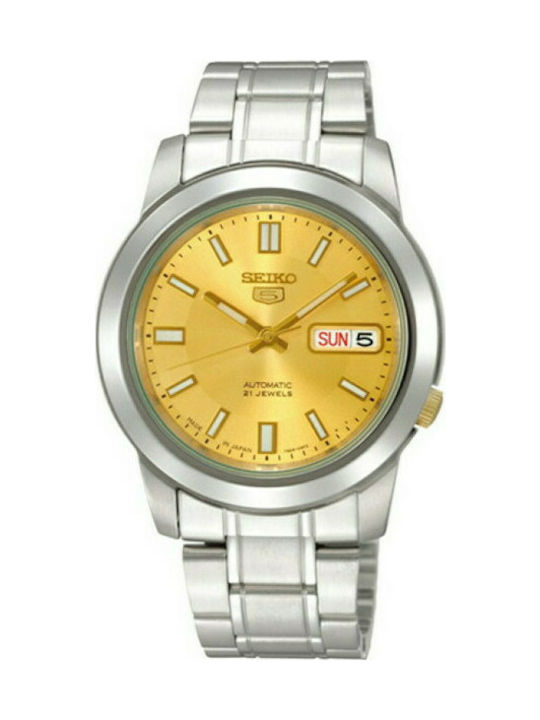 Seiko 5 Men's Watch 37mm Automatic with Silver Metal Bracelet