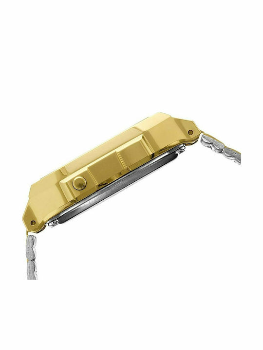 Casio Vintage Iconic Ψηφιακό Ανδρικό Ρολόι 36.3mm Χρονογράφος Μπαταρίας με Χρυσό Μεταλλικό Μπρασελέ