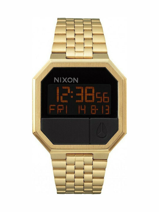Nixon Digital Men's Watch 38mm Battery with Gold Metal Bracelet