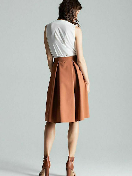 Figl M675 High Waist Midi Skirt in Brown color 135789