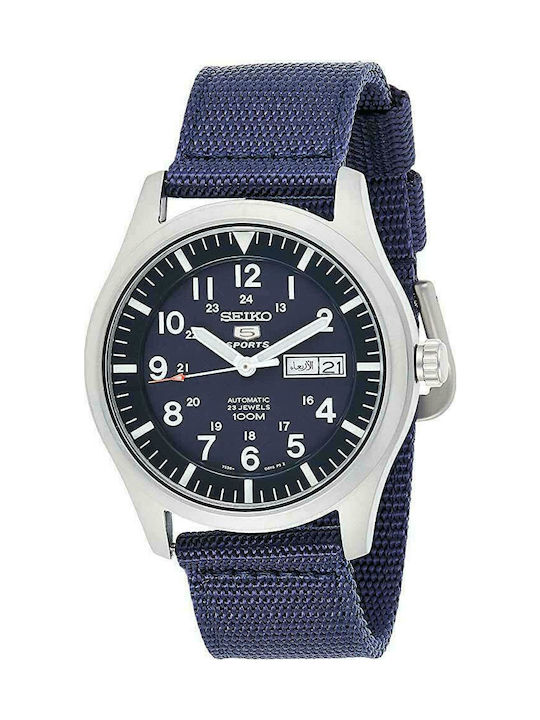 Seiko 5 Sports Ανδρικό Ρολόι 43mm Αυτόματο με Μαύρο Δερμάτινο Λουράκι