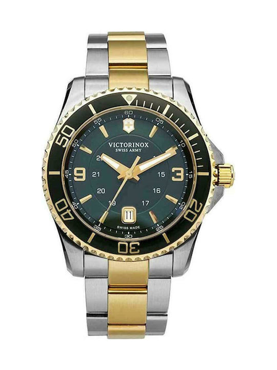 Victorinox Herrenuhr 43mm Batterie mit Silber Metallarmband