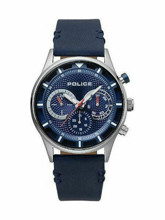 Police Driver Men's Watch 54mm Chronograph Battery with Blue Leather Strap
