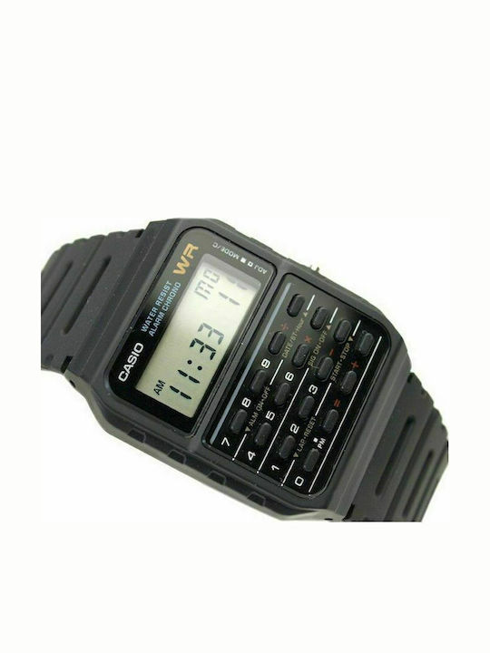 Casio Calculator Ψηφιακό Ανδρικό Ρολόι 34.4mm Μπαταρίας με Μαύρο Καουτσούκ Λουράκι