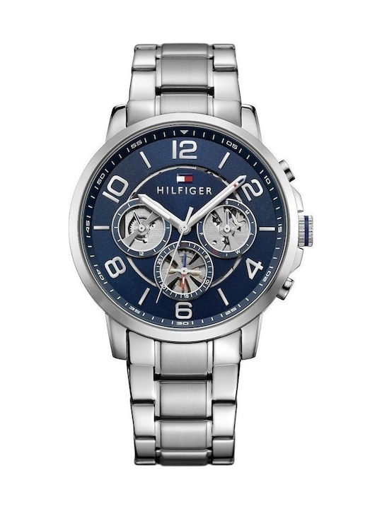Tommy Hilfiger Keagan Men's Watch 45mm Chronograph Battery with Silver Metal Bracelet