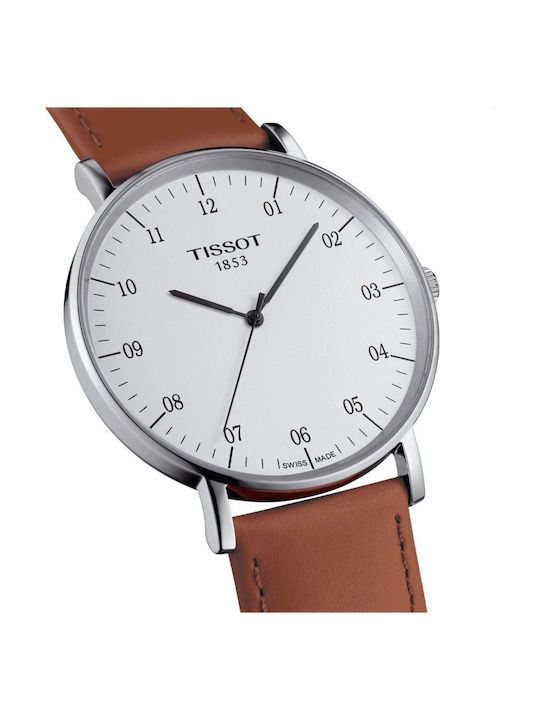 Tissot Everytime Часовник Батерия с Кафяв Кожена каишка