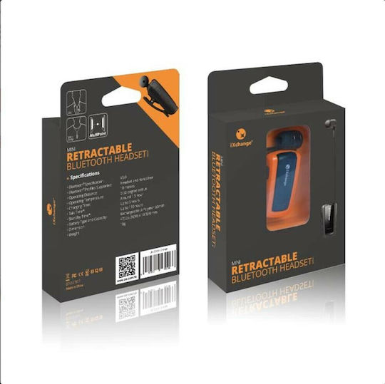 iXchange UA-25 In-ear Bluetooth Handsfree Ακουστικό Πέτου Πορτοκαλί