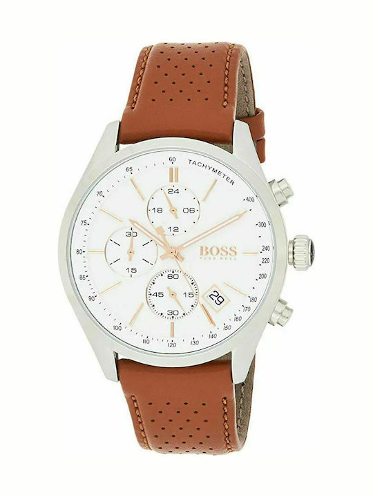 Boss Contemporary Sport Herrenuhr 43mm Chronograph Batterie mit Braun Lederarmband