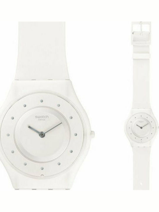 Swatch Milchstrasse Women's Watch with White Rubber Strap
