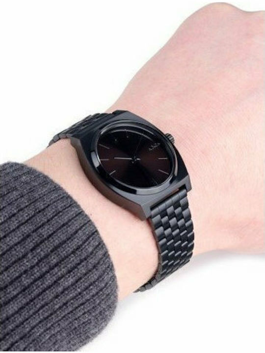 Nixon Time Teller Ανδρικό Ρολόι 37mm Μπαταρίας με Μαύρο Μεταλλικό Μπρασελέ