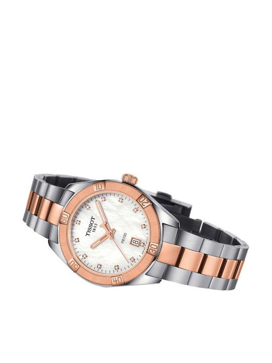 Tissot Ceas Dama 36mm Cronograf Cu Baterie Cu Brățară Argintie Din Oțel Inoxidabil