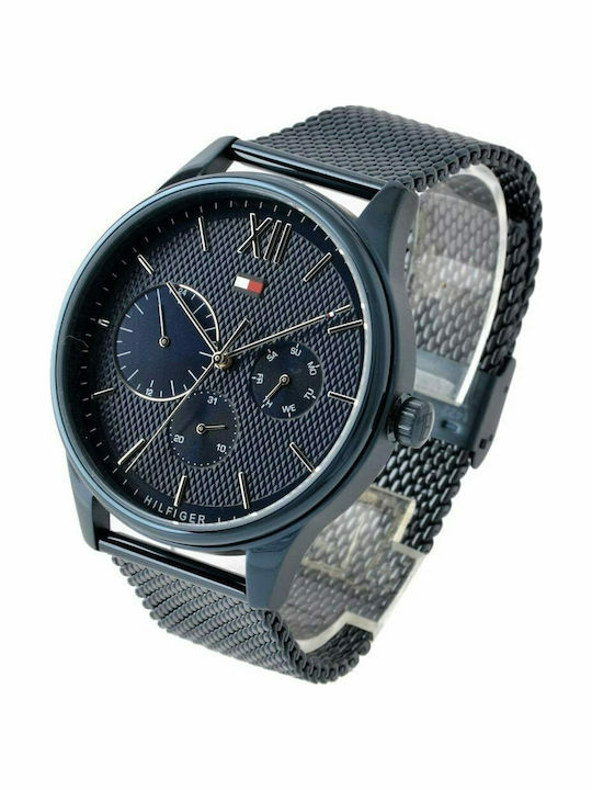Tommy Hilfiger Damon Ανδρικό Ρολόι 44mm Χρονογράφος Μπαταρίας με Μπλε Μεταλλικό Μπρασελέ