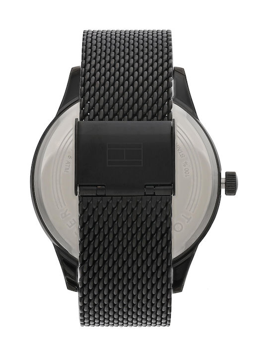 Tommy Hilfiger Damon Ανδρικό Ρολόι 44mm Χρονογράφος Μπαταρίας με Μαύρο Μεταλλικό Μπρασελέ