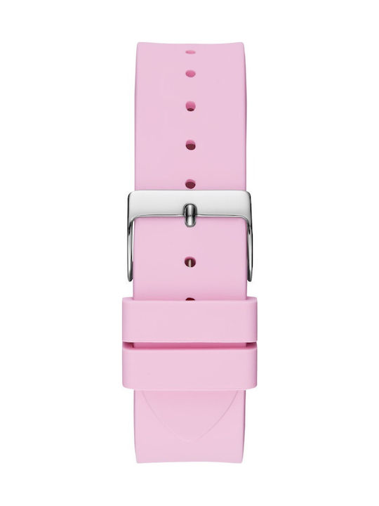 Guess Γυναικείο Ρολόι 42mm Μπαταρίας με Ροζ Καουτσούκ Λουράκι