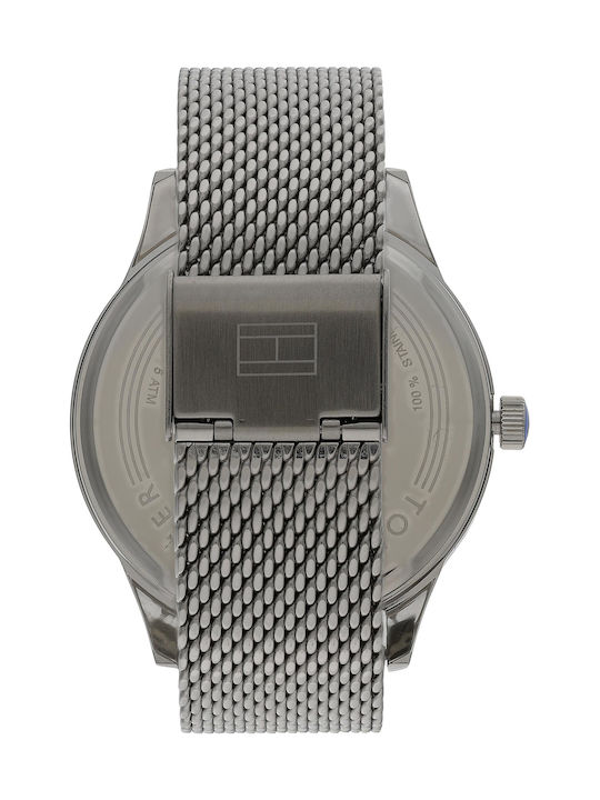 Tommy Hilfiger Damon Ανδρικό Ρολόι 44mm Χρονογράφος Μπαταρίας με Ασημί Μεταλλικό Μπρασελέ