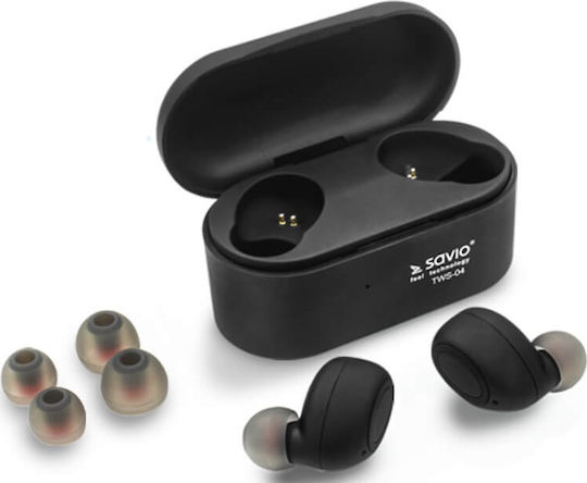 Savio TWS-04 In-Ear Bluetooth-Freisprecheinrichtung Kopfhörer mit Ladeetui Schwarz