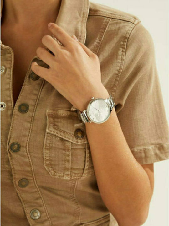 Guess Women's Watch Chronograph with Pink Gold Metal Bracelet
