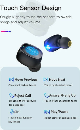 Awei T13 In-ear Bluetooth Handsfree Ακουστικά με Θήκη Φόρτισης Μαύρα