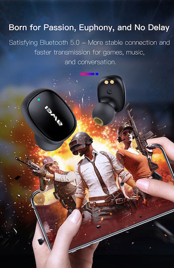 Awei T13 In-ear Bluetooth Handsfree Ακουστικά με Θήκη Φόρτισης Μαύρα