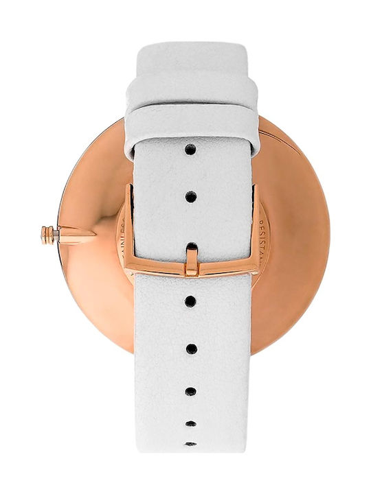 Watch with White Leather Strap