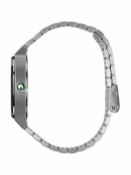 Nixon Time Teller Ανδρικό Ρολόι 37mm Μπαταρίας με Ασημί Μεταλλικό Μπρασελέ