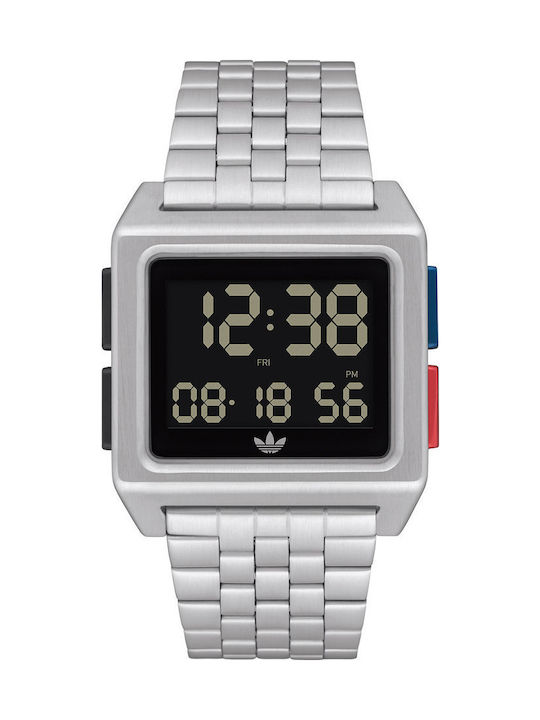 adidas Archive M1 Ψηφιακό Ανδρικό Ρολόι 36mm Μπαταρίας με Ασημί Μεταλλικό Μπρασελέ