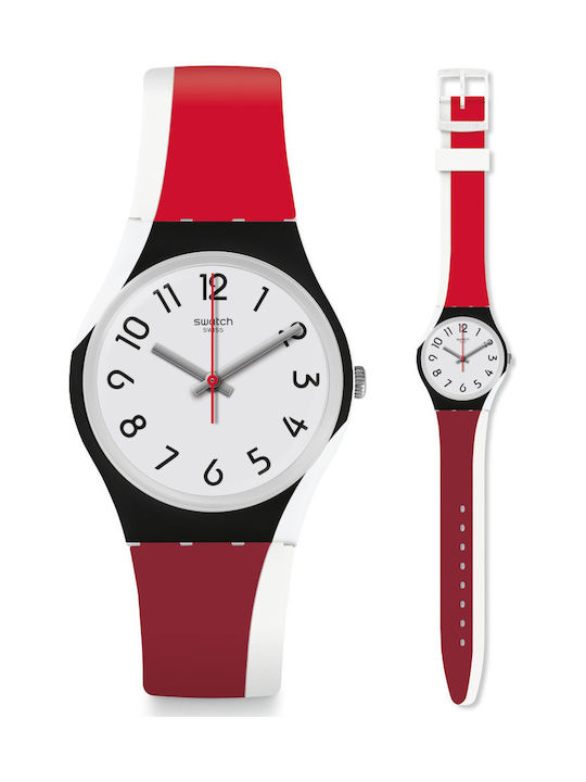 Swatch Redtwist Γυναικείο Ρολόι 34mm Μπαταρίας με Καουτσούκ Λουράκι