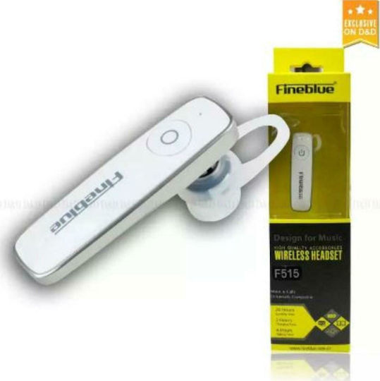 Fineblue F515 Earbud Bluetooth Handsfree Ακουστικό Λευκό