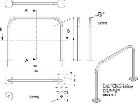 Doorado Bicycle Parking Bar Large 100 x 80 cm.