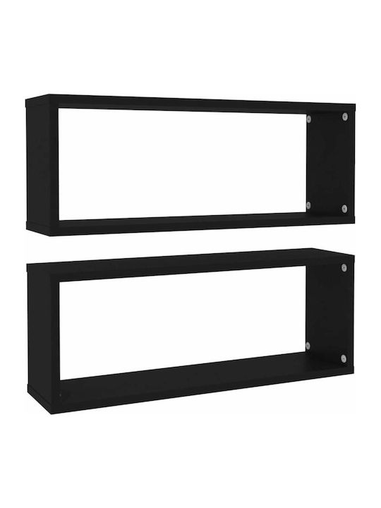 Shelves Wall Black 2pcs 60x15x23cm