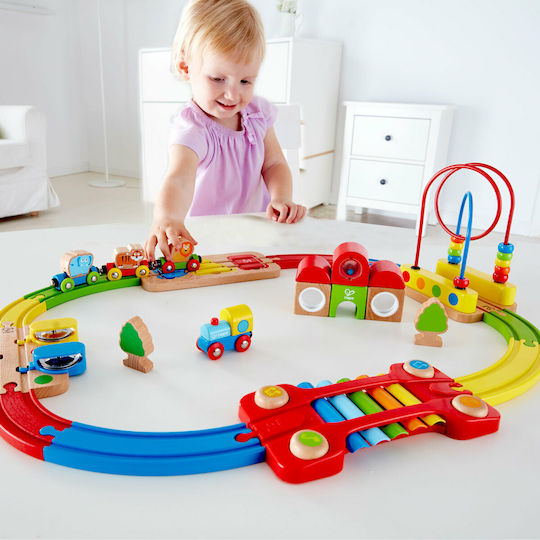 Hape Vehicle Rainbow Puzzle Train made of Wood with Music for 18++ Months