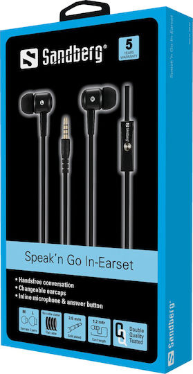 Sandberg Speak’n Go In-Ear In-ear Handsfree με Βύσμα 3.5mm Μαύρο