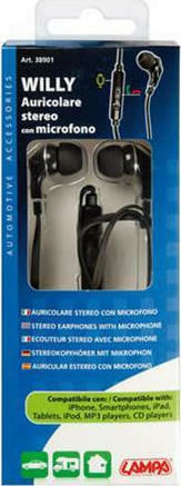 Lampa Willy In-ear Handsfree Headphones with Connector 3.5mm Black